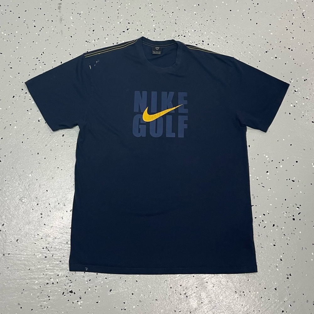 Y2k Nike Golf T-Shirt Mens Size XL Navy Blue Yellow